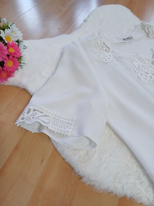 Biała bluzka damska rozmiar M na guziki vintage elegancka