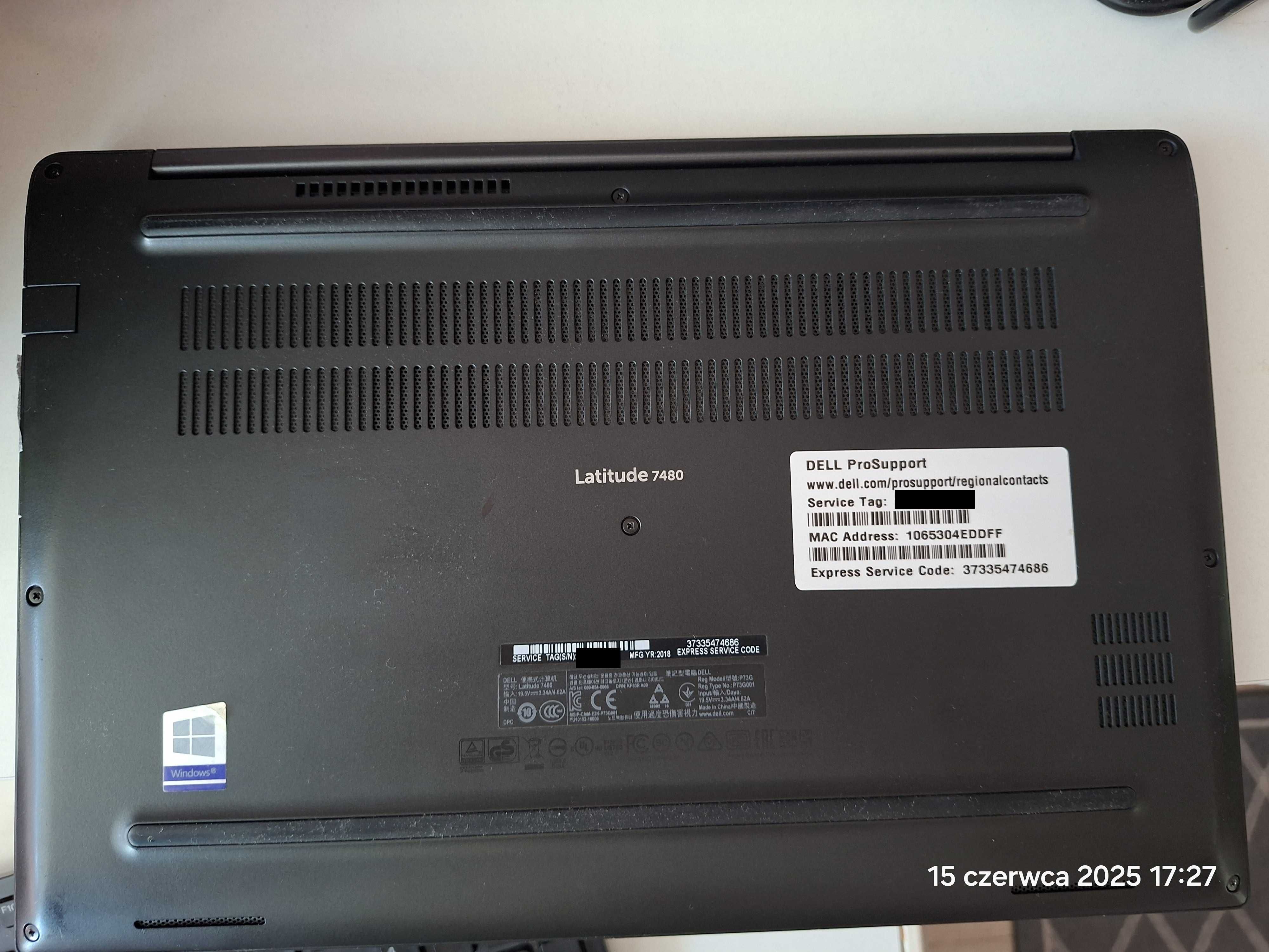 Dell notebook Latitude 7480