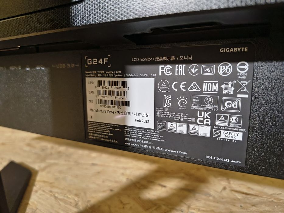 Monitor Gigabyte g24f 165Hz IPS Full HD 1080 freesync