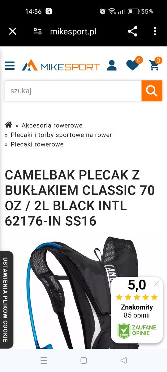 Camelblak plecak z bułakiem