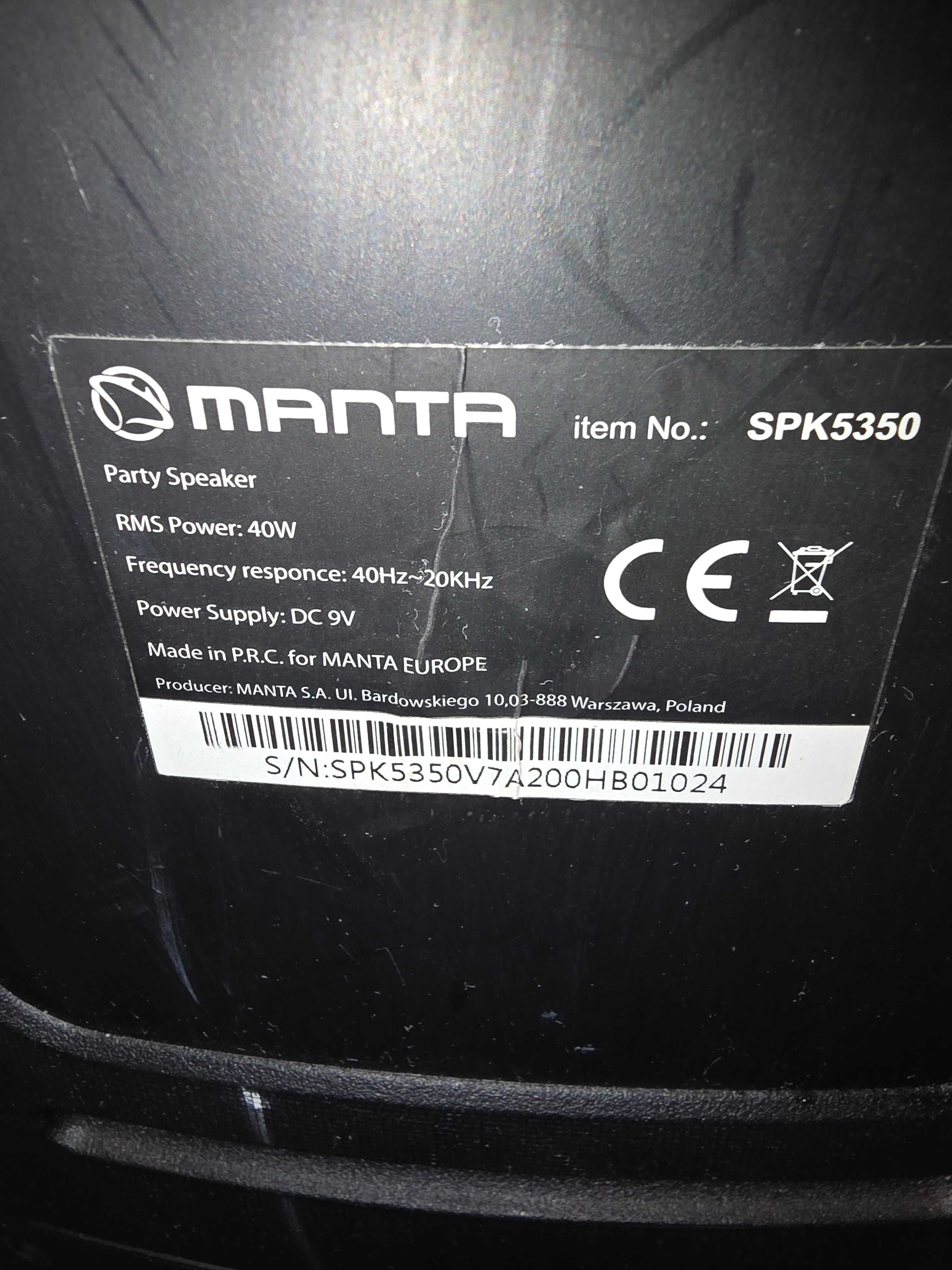 Głośnik bluetooth manta SPK 5350 40 W sprawny