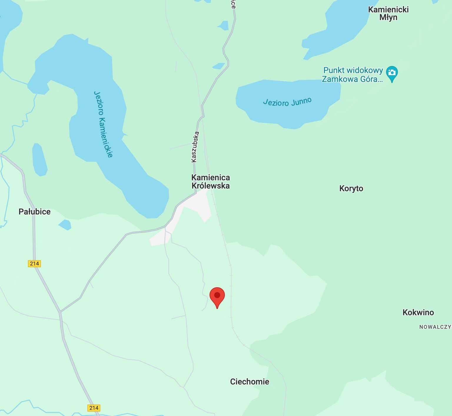 Działka widok jezioro Sierakowice Kamienica Królewska