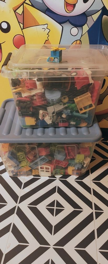 Zestaw klocków Dla Dzieci KIocki Lego Duplo 10kg + Pojemniki + Tory +