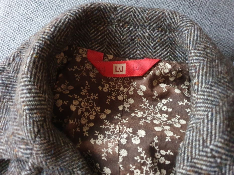 Płaszcz wełniany Liu Jo w jodełkę vintage 36 38