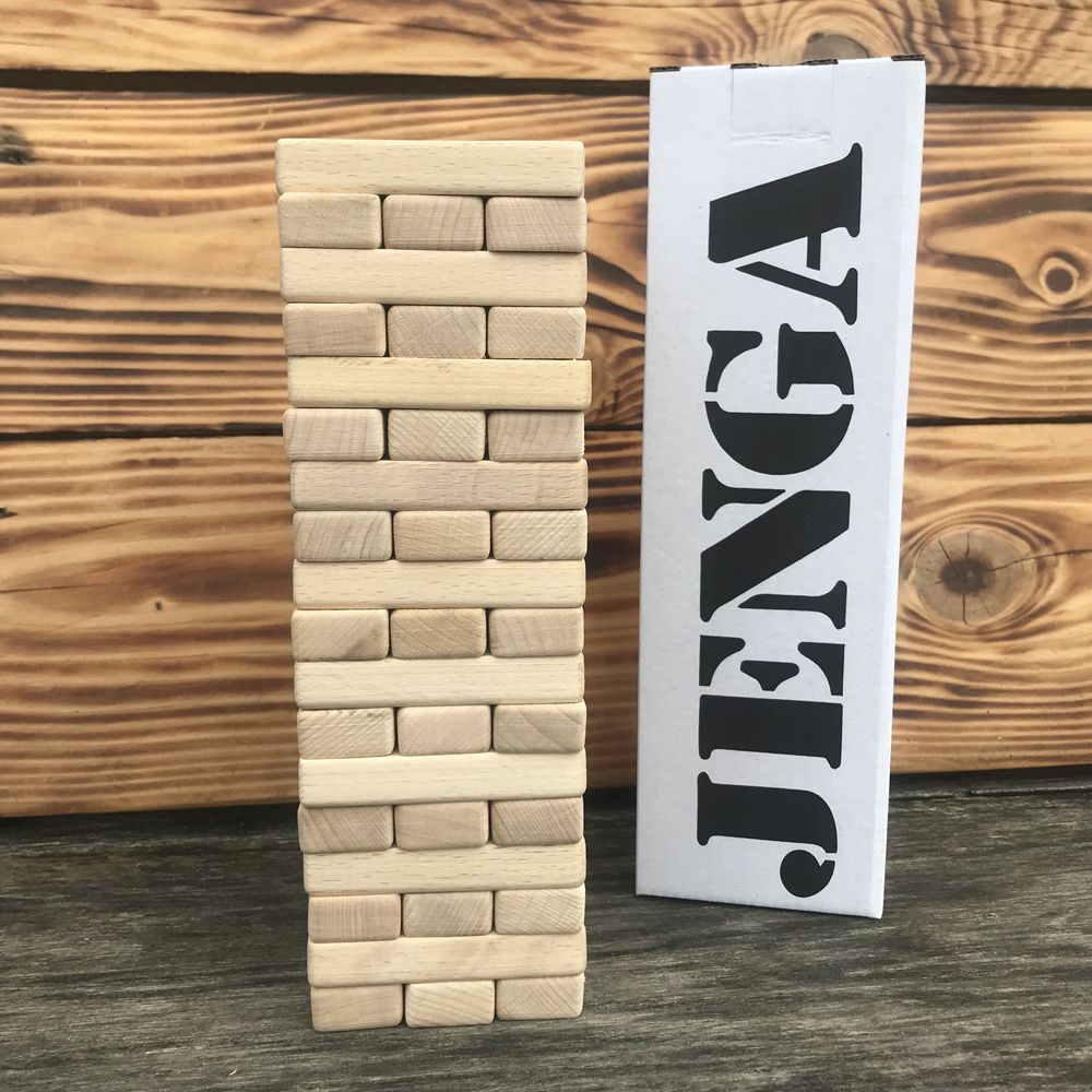 Jenga 54 дерев'яних блоків, 78х78х240мм (Дженга, Джанга, Вежа)