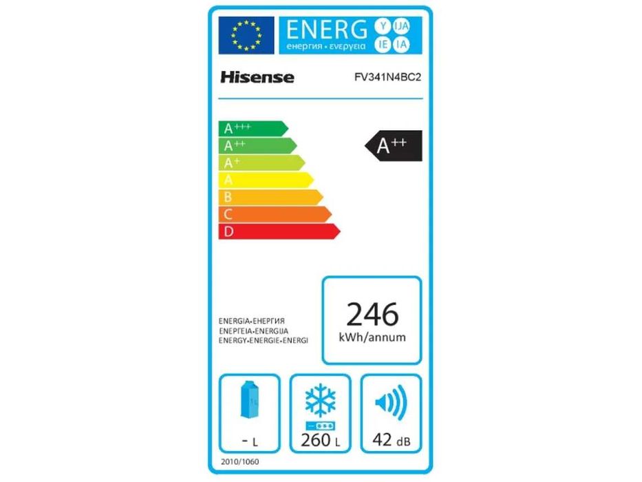 Arca Vertical HISENSE FV341N4BC2 (No Frost - 185.5 cm - 260 L - Inox)