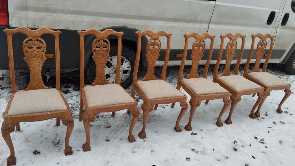 Piękne stylowe krzesła komplet chippendale-ludwik w super stanie