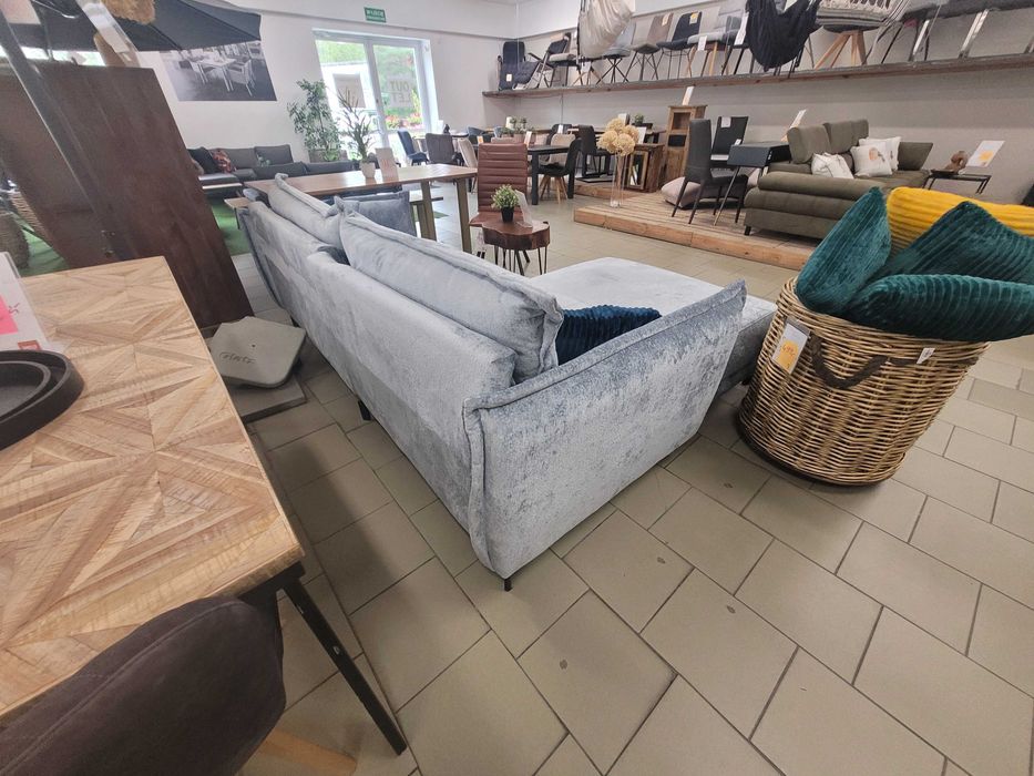Sofa Bella, velvet, błękitna, bez f. spania, 255x180x94cm