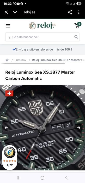 Часы мужские Reloj Luminox Sea XS.3877 Master Carbon Automatic