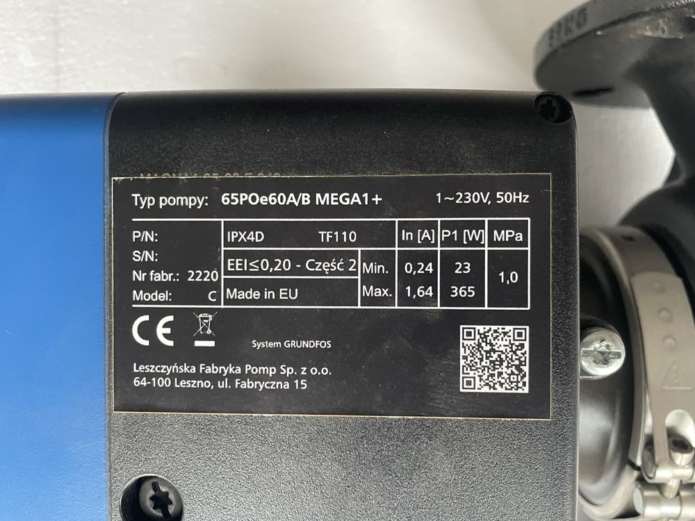 Pompa obiegowa LFP Leszno MEGA 1+ 65POe60A/B