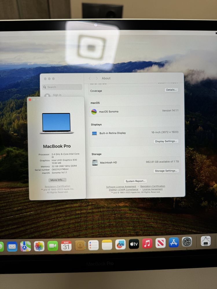 Macbook pro 16 2019 core i9 32/1tb amd pro 5500m 4gb