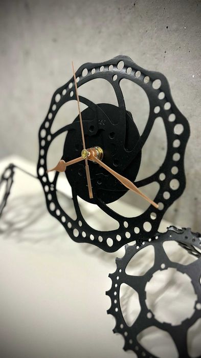 Zegar z zębatek, części rowerowych - unikat rękodzieło recycling loft