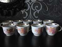 Фарфоровые чашки кружки с рисунком для чая или кофе. ретро винтаж
