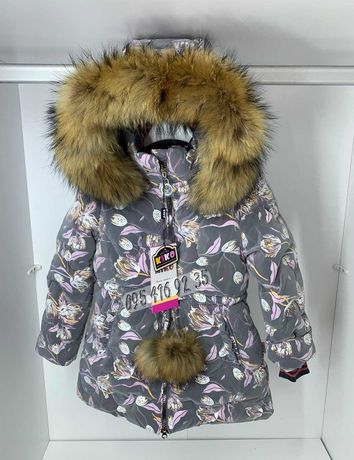Ефектне зимове пальто 3D квіти KIKO 6162 для дівчинки 110,116,122