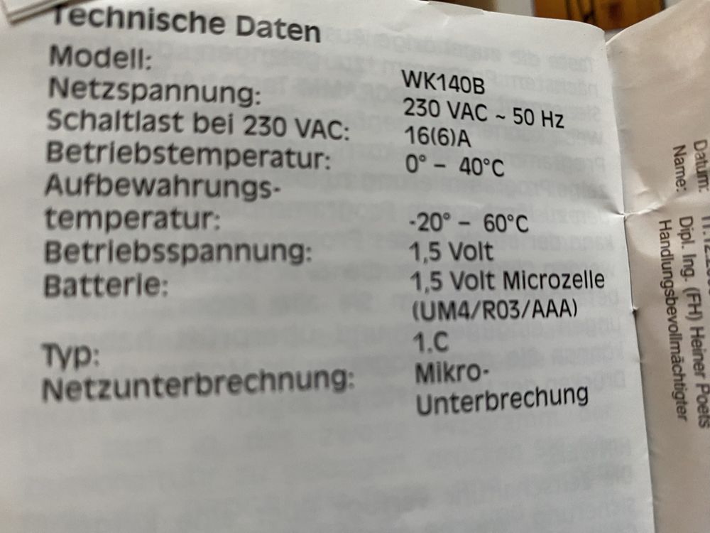 Programator czasowy QUIGG WK 140B