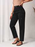 Jeansy Mom Fit Zwężane Z Przetarciami Czarne Casual Shein 30