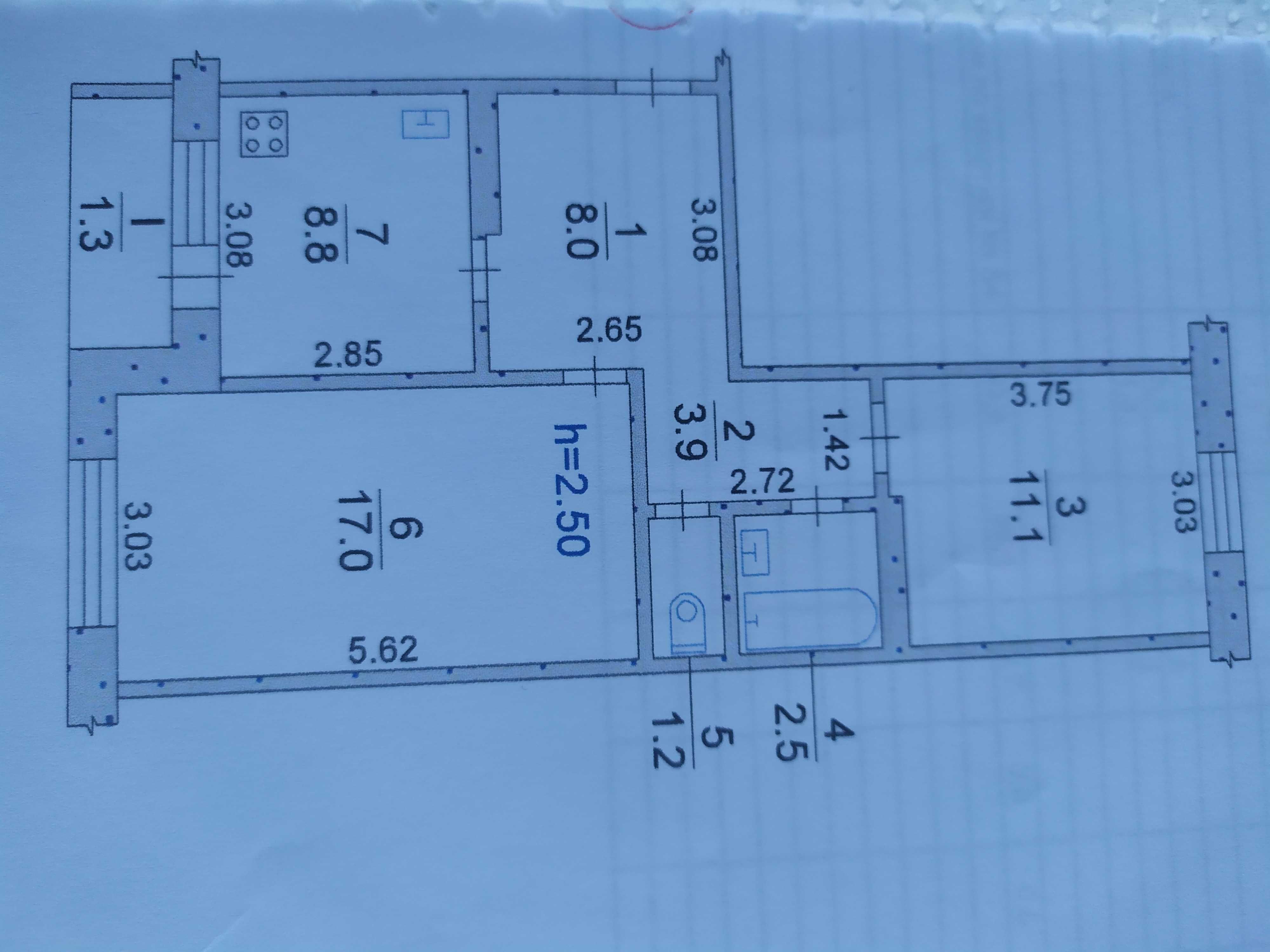 2х ком квартира, из 3/5 эт, н/п, правая, середина дома, теплая.