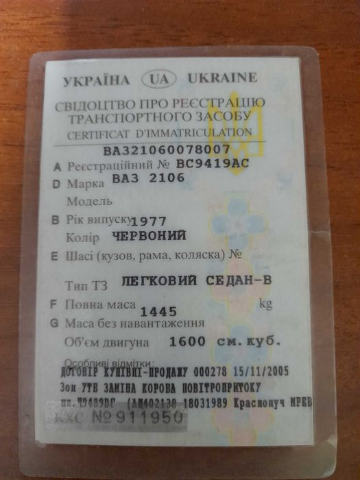 Документи з номерами ВАЗ 2106