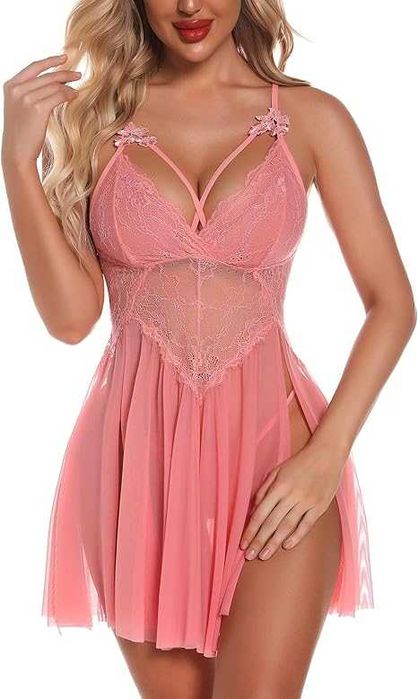 Koszulka nocna z kuszącym rozcięciem REINE DE MINUIT - nimfetka.pl