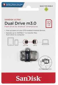 Pendrive SANDISK Ultra Dual Drive M3.0, 32 GB, microUSB/USB 3.0