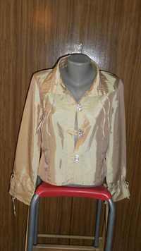 Золотистая блуза. Рубашка. Атласная блузка. Пуговицы в виде кристаллов