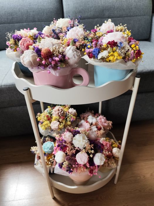 Flower boxy ozdoby na stół