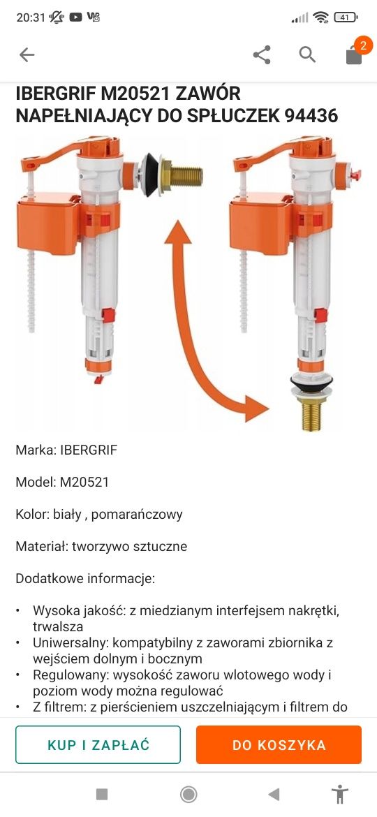 Zawór spłuczki Ibergrif M20521