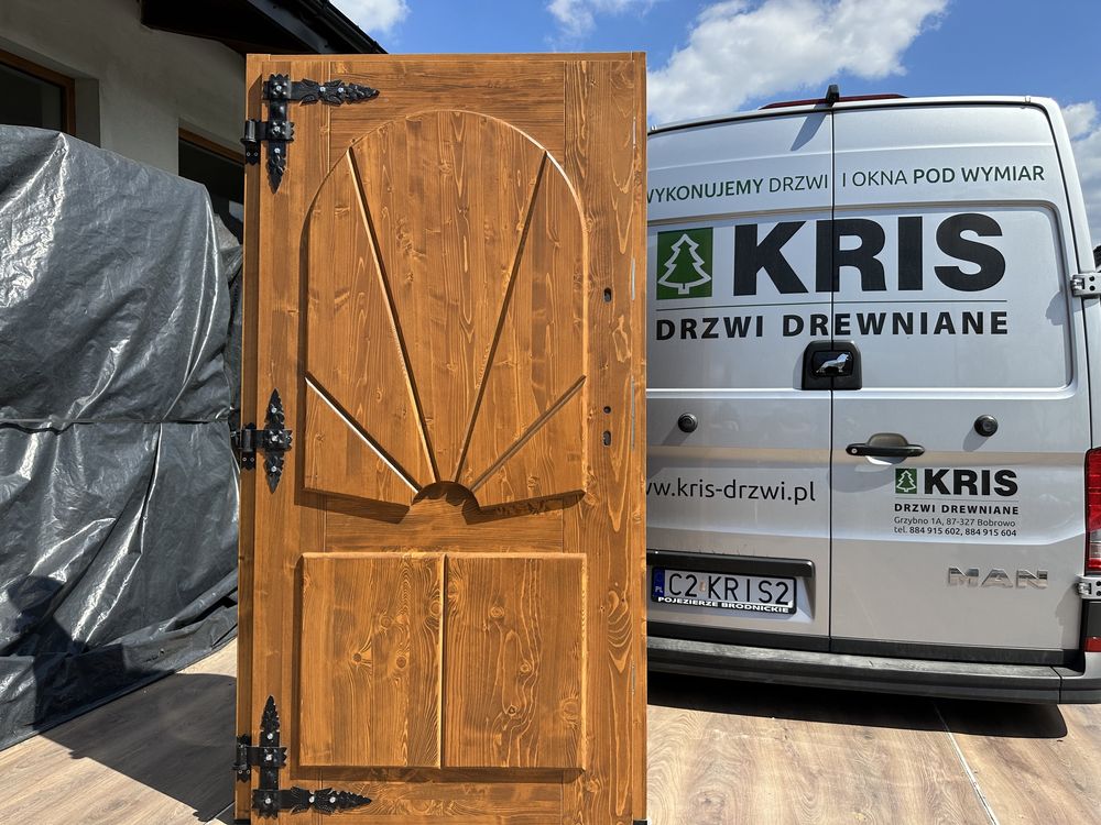 Drzwi zewnętrzne drewniane lite Góralskie Na Każdy wymiar