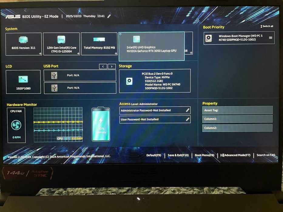 Ноутбук ASUS TUF Gaming F15 i5-12500H/8GB/512GB/RTX3050 144Hz