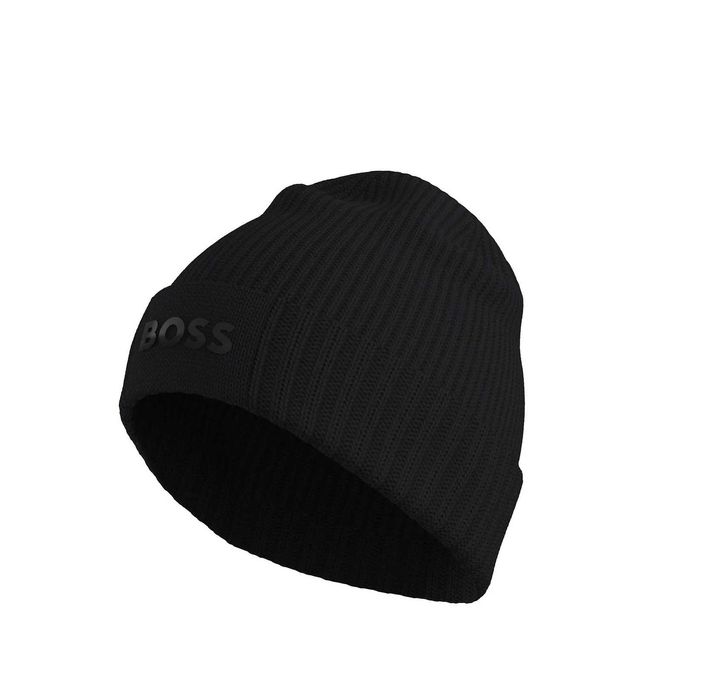 HUGO BOSS męska czapka Beanie hat BLACK 2025