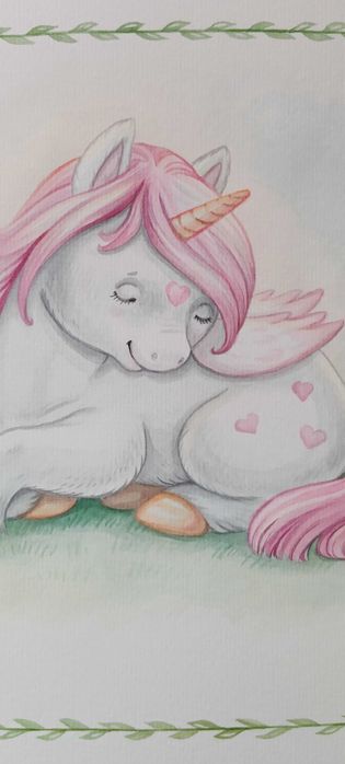 Авторська акварель "Єдиноріжка" 30х40см