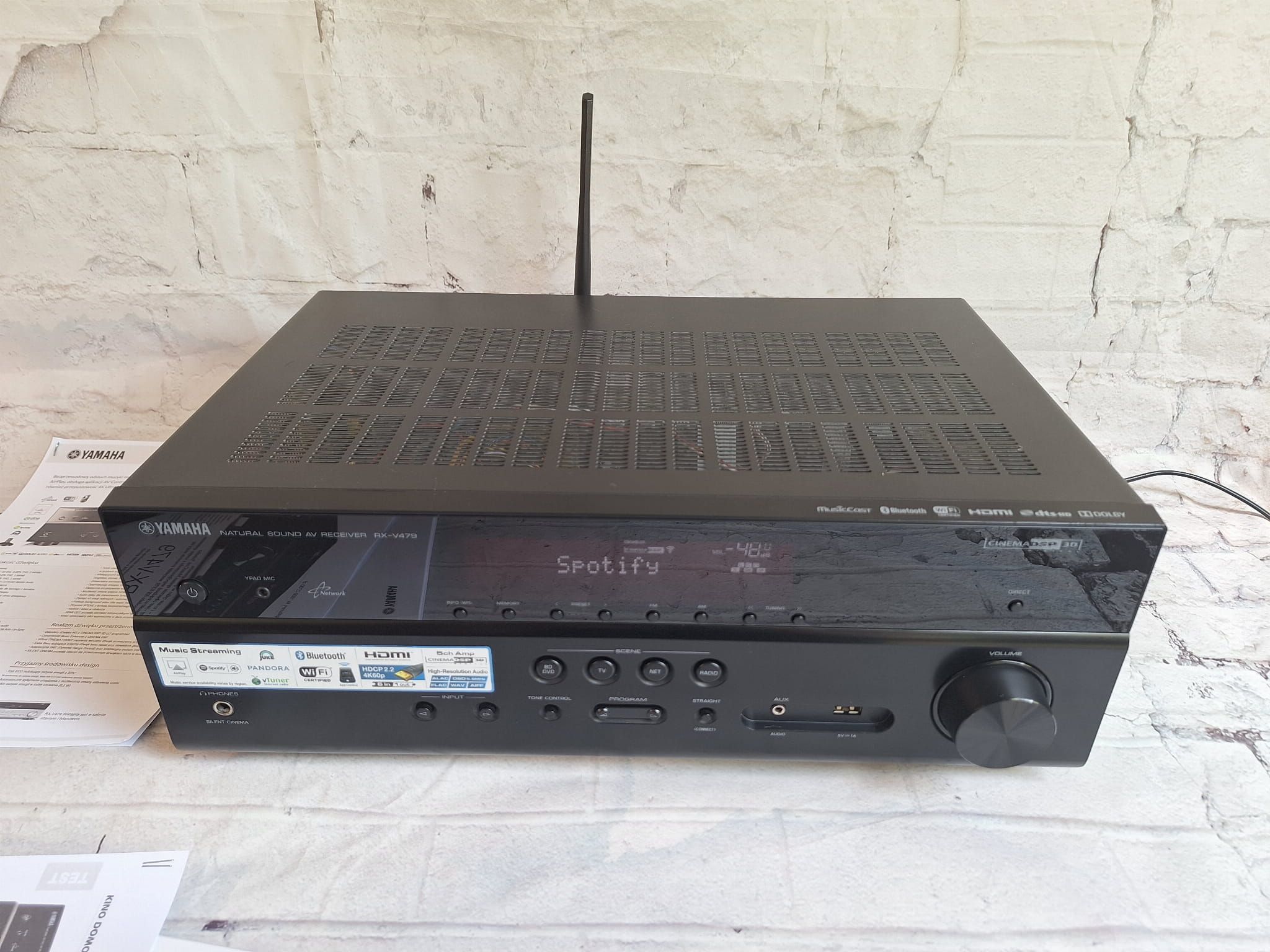 Zaawansowany Amplituner 5.1 Yamaha MusicCast RX-V479 z Wi-fi BT ARC