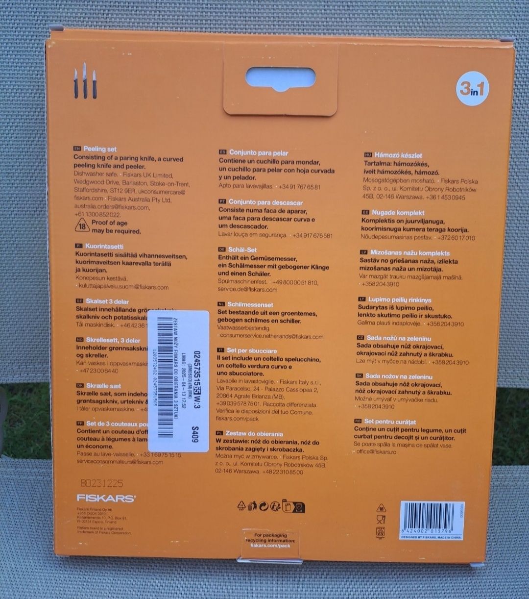 Zestaw noży FISKARS Essential 3 elementy nowy okazja na prezent
