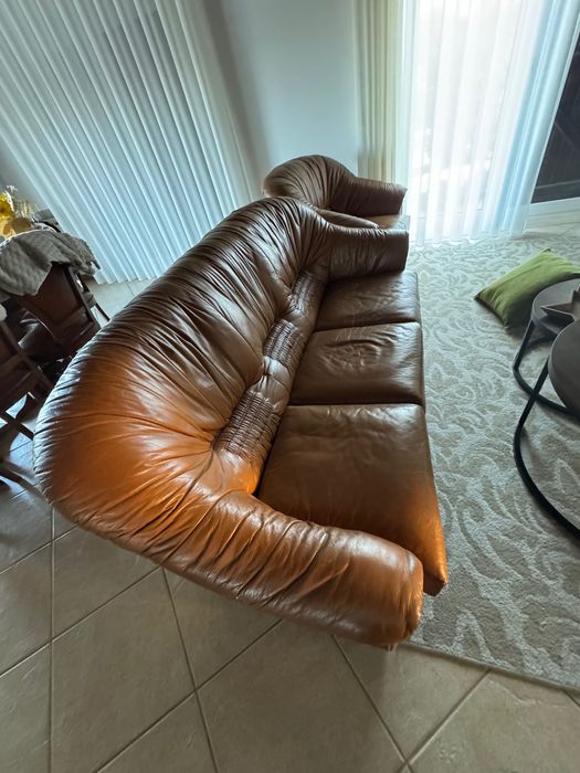 Conjunto de 3  sofas couro verdadeiro