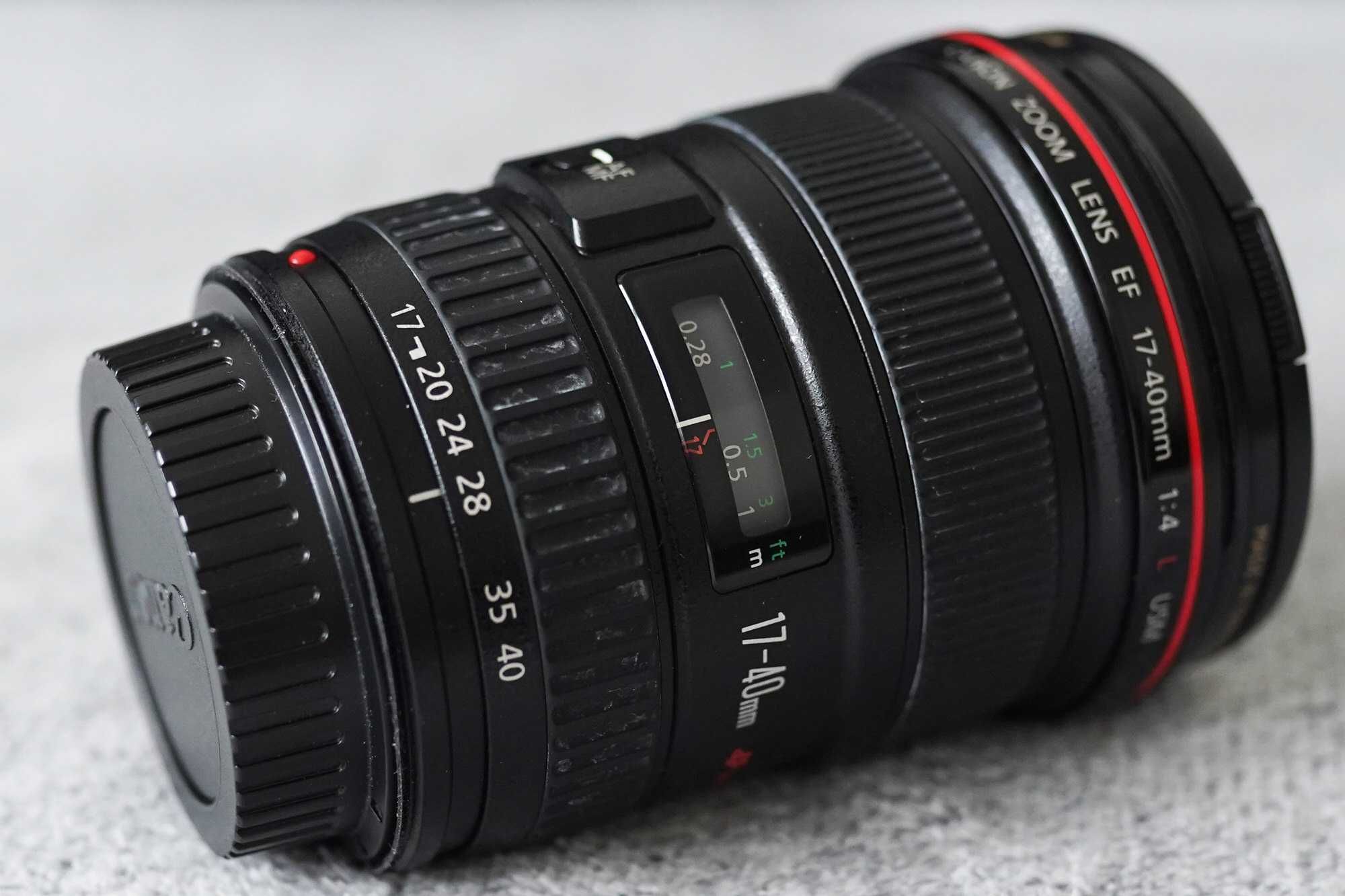 Canon EF 17-40 f4L USM, filtr B+W, osłona przeciwsł., pokrowiec