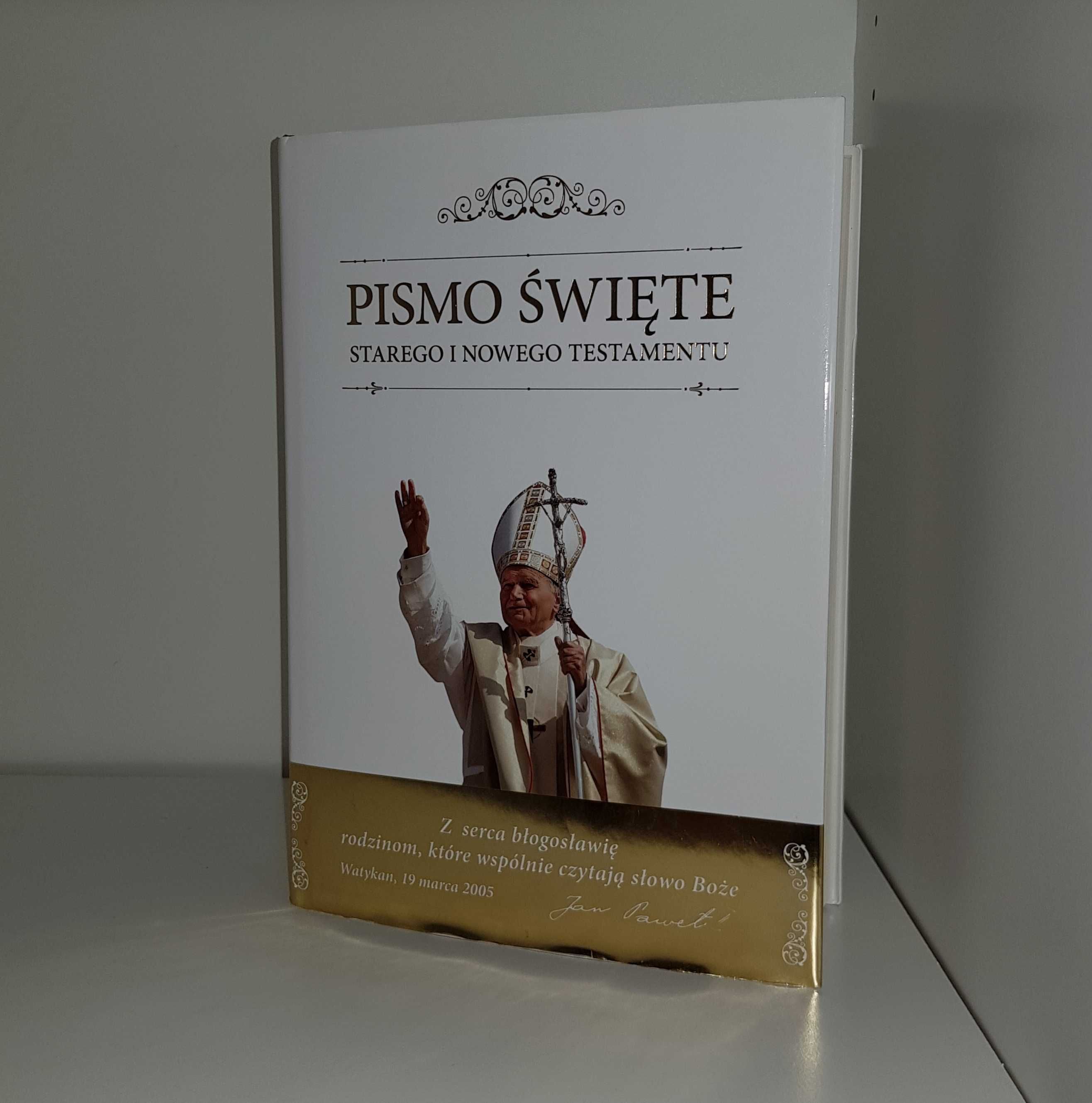 Nowa przepiękna duża Biblia format A4 Papież Jan Paweł II komunia