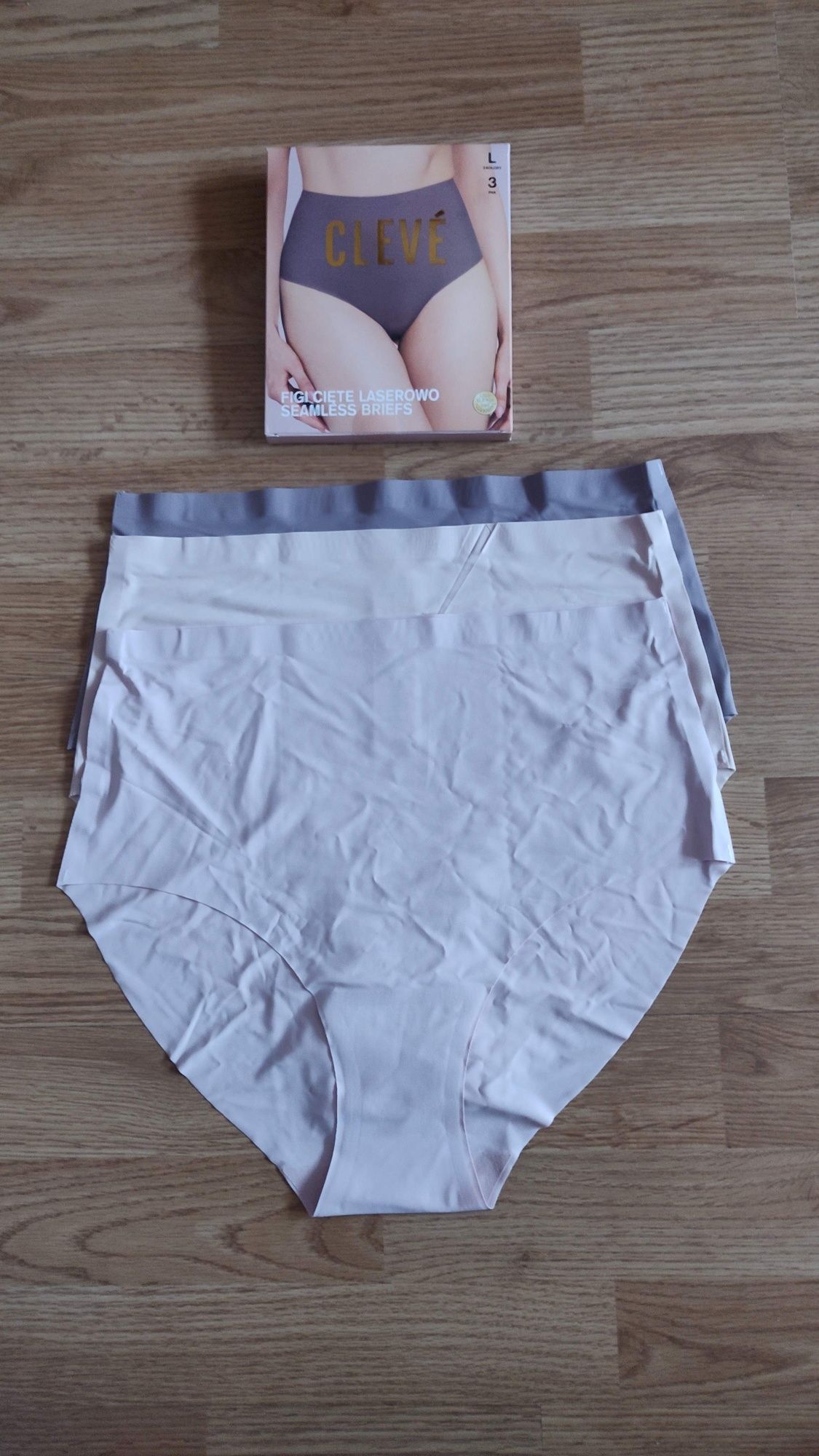 Majtki nowe damskie wysoki stan, rozmiar L, 3 sztuki