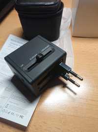Adapter podróżny przejściówka UK USA EUROPA USB wielofunkcyjny Etui