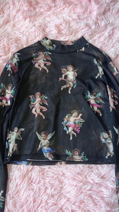 Прозорий топ із принтом