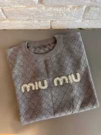 Брендова нова футболка Miu Miu з намистинами