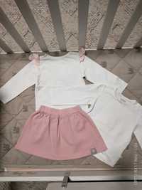 Ubranka dla dziewczynki, komplet: bluzka X2 i spódniczka, 86