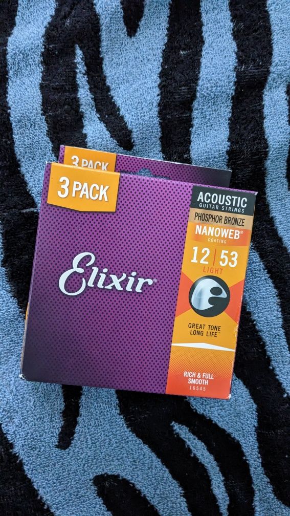 Оригінальні! Струни elixir nanoweb phosphore bronthe 12-53