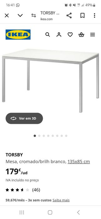 Mesa e cadeiras em Inox ikea (como novo)