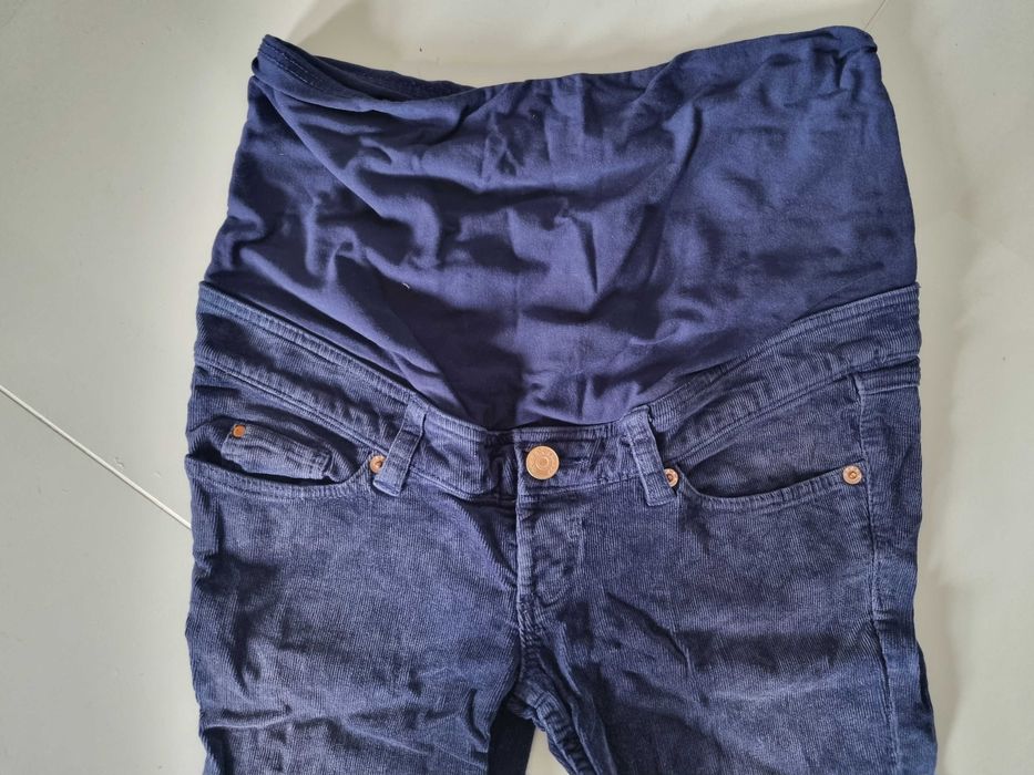 Spodnie ciążowe H&M granatowe sztruksowe rozm 36