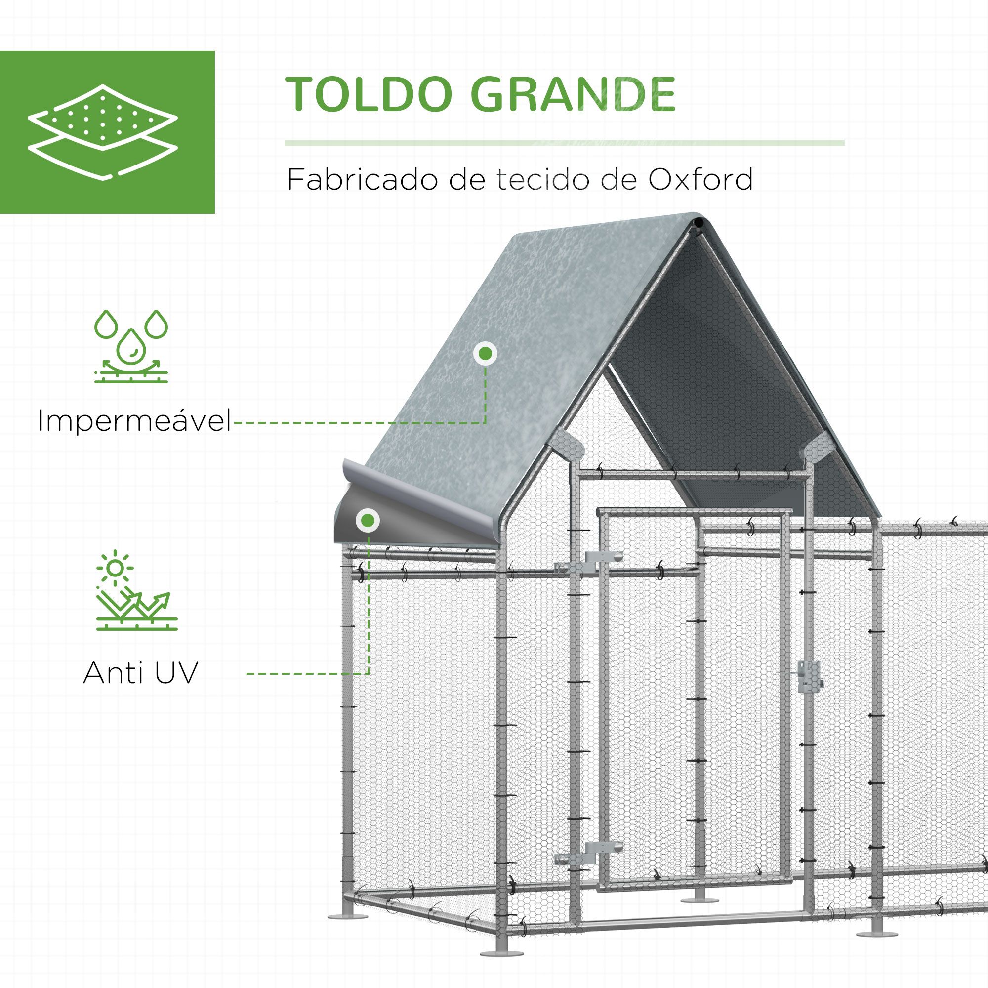 Galinheiro de Exterior Grande 302x107x172cm