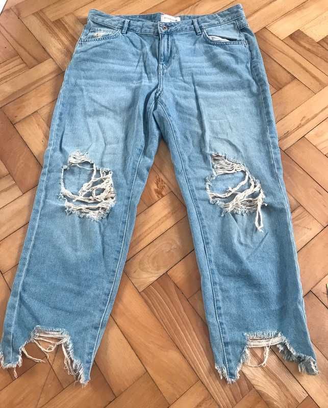Luźne Spodnie z dziurami, stan idealny, Reserved, L, 100% bawełna
