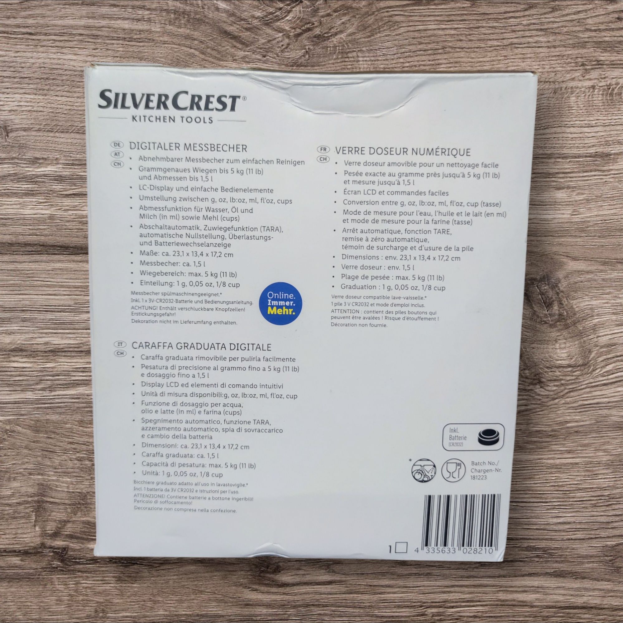 Cyfrowa miarka waga pojemnik z wyświetlaczem LCD 1,5L SilverCrest