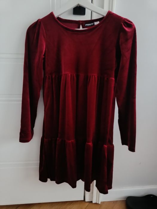 Nowa welurowa, bordowa sukienka wizytowa święta