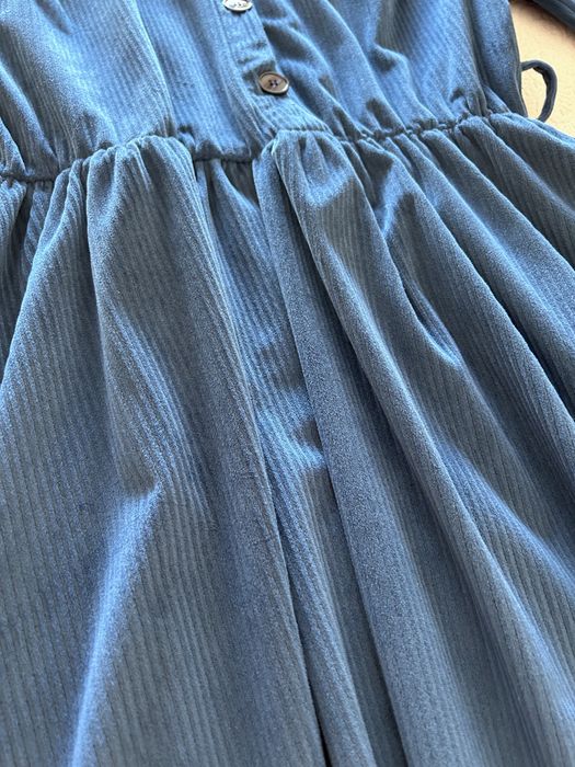 Vestido de bombazina azulão