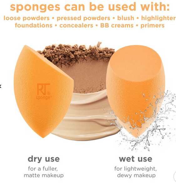 Esponja de maquilhagem base + caixa Real Techniques Miracle Complexion